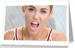 Miley Cyrus Open Mouth Greeting Card