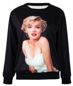 Womens Marilyn Monroe Pullover Long Sleeve Sweatshirt