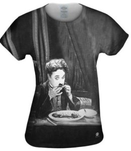 Charlie Chaplin Black And White Eating T-Shirt