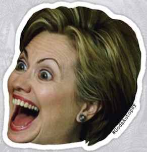Hillary Clinton Funny Face Sticker