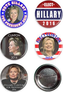 Hillary Clinton 5 Piece Button Set