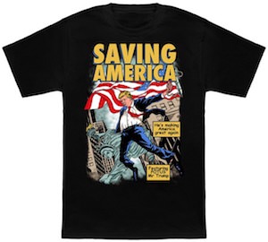 President Trump Saving America Comic Style T-Shirt