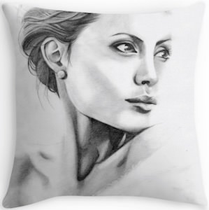 Angelina Jolie Portrait Pillow