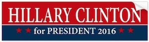 Hillary Clinton For President 2016 Bumper Sticker