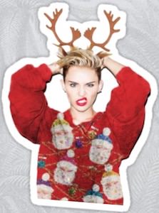 Miley Cyrus Ugly Christmas Sweater Sticker