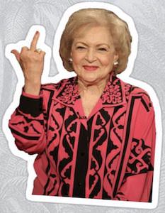Betty White Middle Finger Sticker